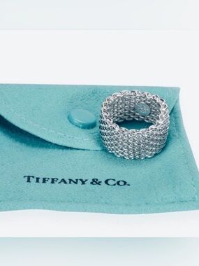 Authenticated Tiffany & Co. Somerset Flexible Mesh Ring Sterling Retired Sz 6